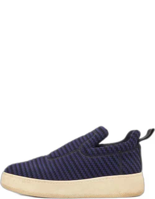 Celine Navy Blue/Black Canvas Platform Slip On Sneaker