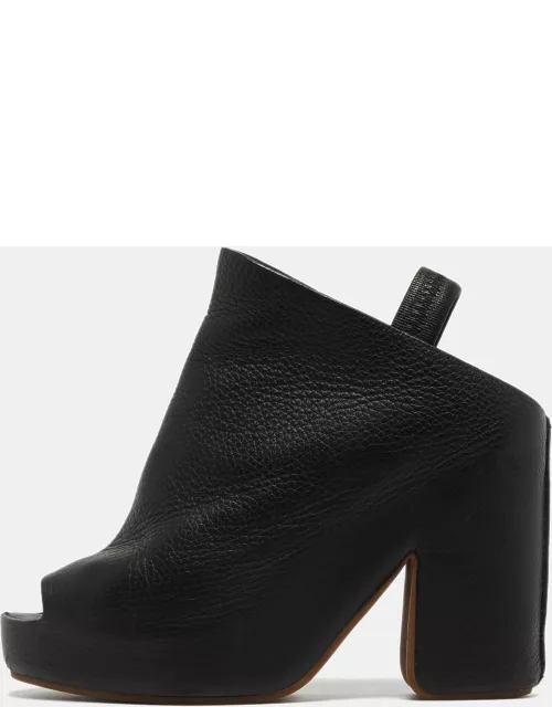 Balenciaga Black Leather Platform Slingback Sandal