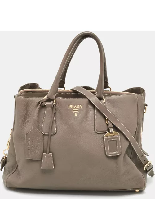 Prada Beige Leather Zipped Shoulder Bag