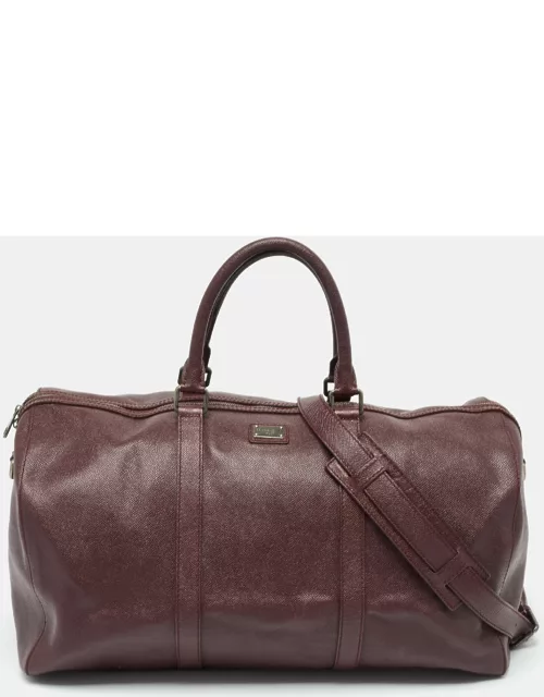Dolce and Gabbana Dark Burgundy Leather Duffle Bag