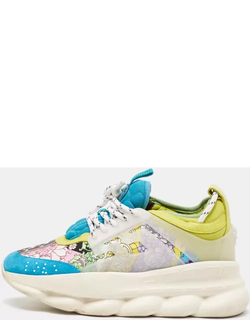 Versace Multicolor Suede and PVC Chain Reaction Lace Up Sneaker