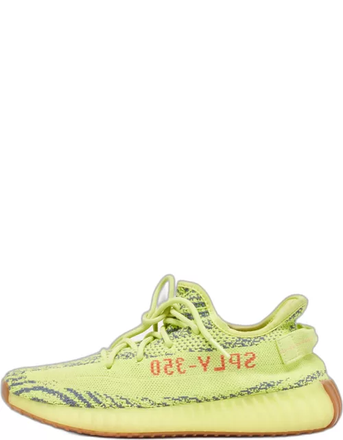 Yeezy x Adidas Neon Yellow Knit Fabric Boost 350 V2 Semi Frozen Yellow Sneaker