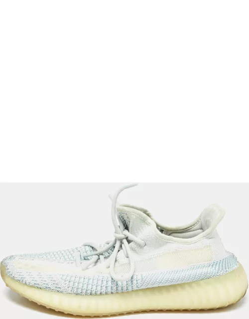 Yeezy x Adidas White/Green Knit Fabric Boost 350 V2 Cloud White Non Reflective Sneaker