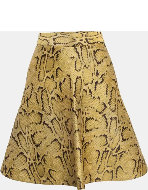 Stella McCartney Yellow Python Pattern Jacquard Flared Skirt
