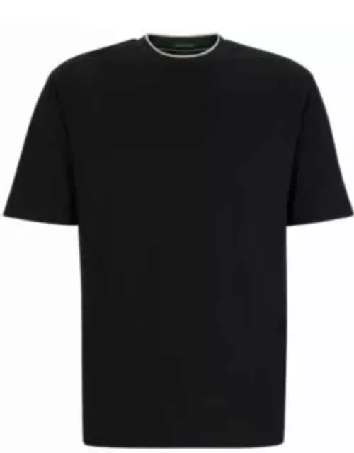 Interlock-cotton relaxed-fit T-shirt with logo collar- Black Men's T-Shirt