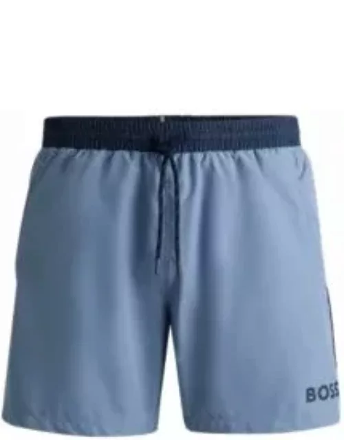Quick-dry swim shorts with contrast details- Light Blue Men's Swim Short