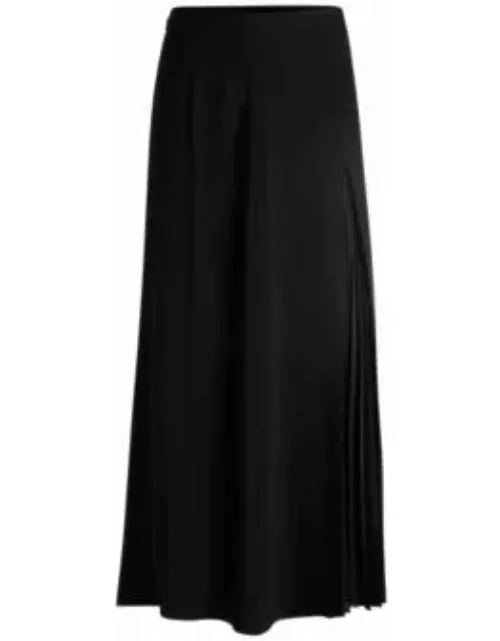Maxi skirt with pliss detail- Black Women's Casual Skirt