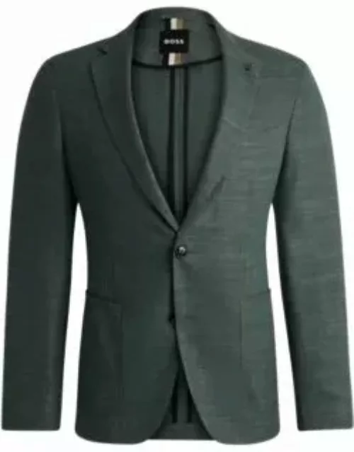 Slim-fit jacket in melange stretch cloth- Light Green Men's Sport Coat