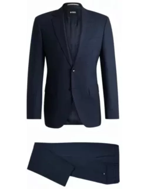 Regular-fit suit in micro-patterned stretch fabric- Dark Blue Men's Business Suit