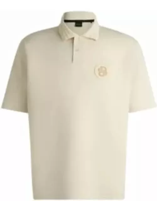 Stretch-jersey polo shirt with double monogram- White Men's Polo Shirt
