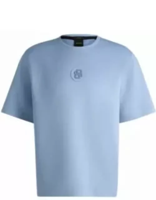 Drop-shoulder T-shirt with Double B monogram badge- Light Blue Men's T-Shirt