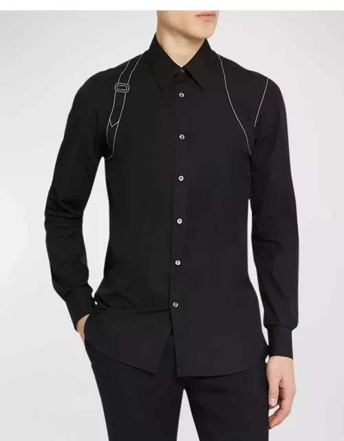 Men's Contrast-Stitch Harness Dress Shirt