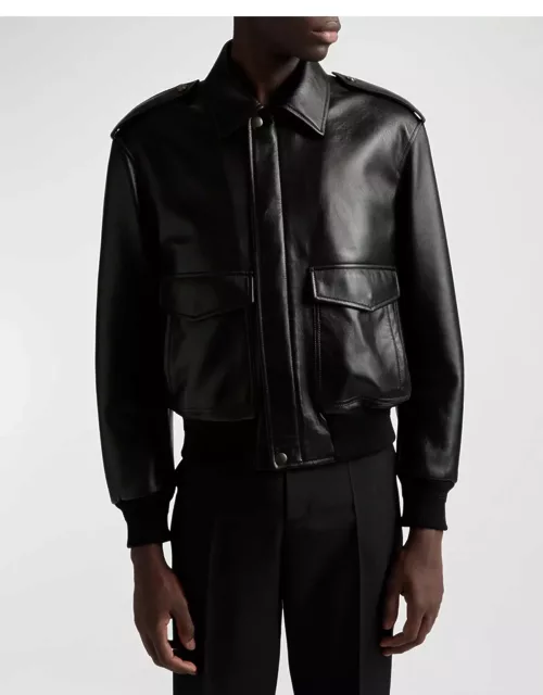 Men's Zip-Front Leather Jacket