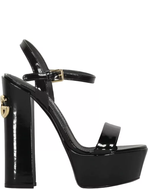 Dolce & Gabbana Polished Calfskin Platform Sandal