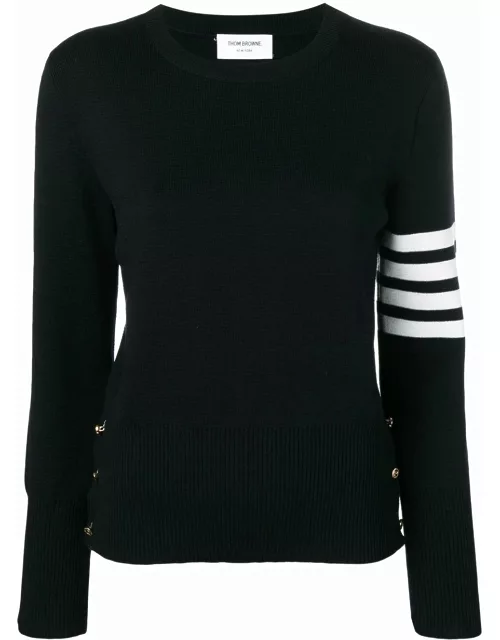 Thom Browne Milano Stitch Classic Crew Neck Pullover With 4 Bar