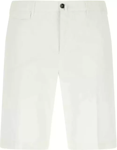 PT Torino White Stretch Cotton Bermuda Short