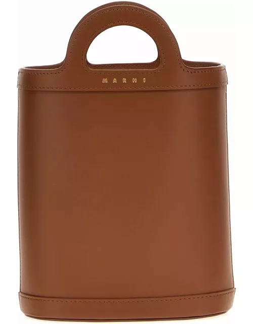 Marni Tropicalia Nano Bucket Bag In Brown Leather