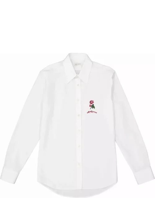 Alexander McQueen Flower Embroidered Cotton Shirt