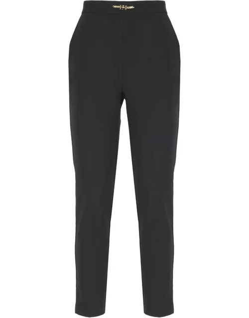 Elisabetta Franchi Stretch Crepe Straight Trousers With Horsebit