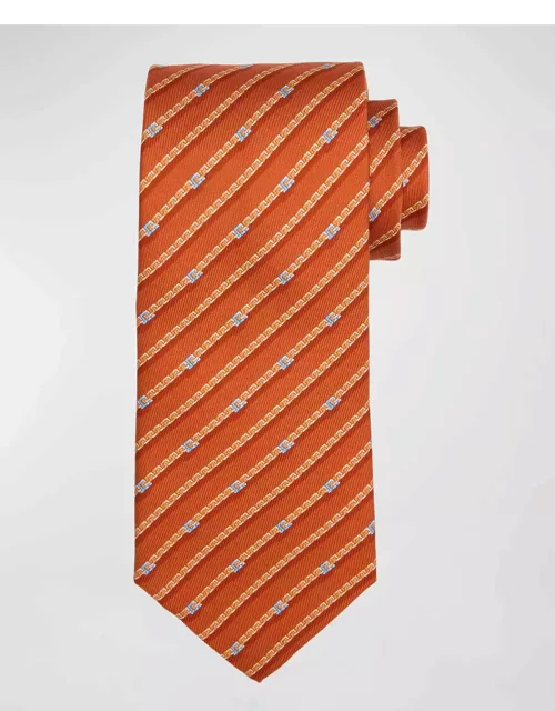Men's Venere Silk Gancini Stripe Tie