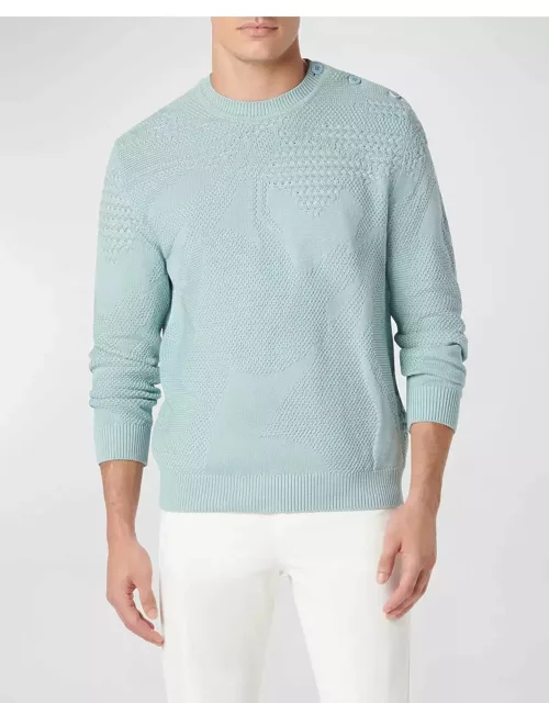 Men's Tonal Patterned Sweater with Button Detai