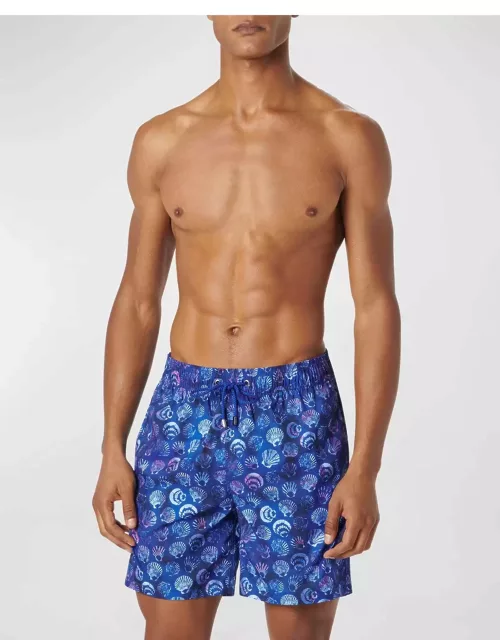 Men's Cosmo Shell-Print Swim Trunk