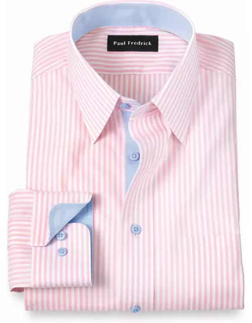 Comfort Stretch Non-iron Stripe Dress Shirt With Contrast Tri