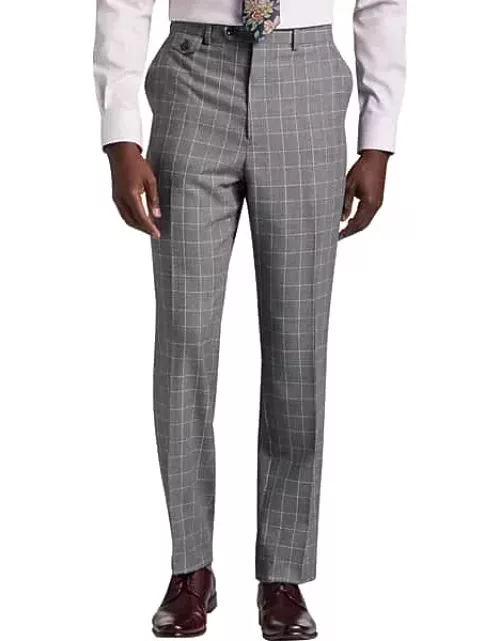 Tayion Men's Classic Fit Suit Separate Pants Gray Plaid