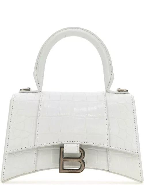 Balenciaga White Leather Xs Hourglass Handbag