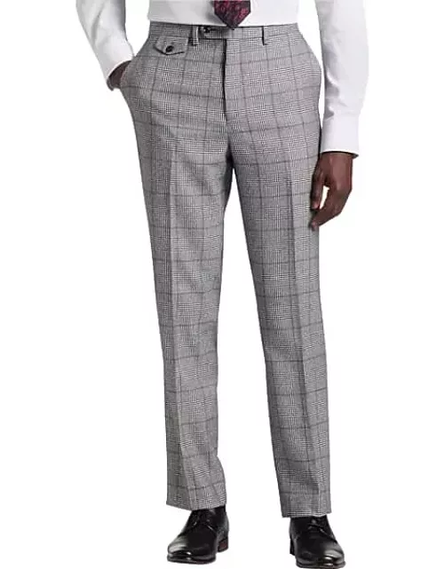 Tayion Men's Classic Fit Suit Separate Pants Black/White Plaid