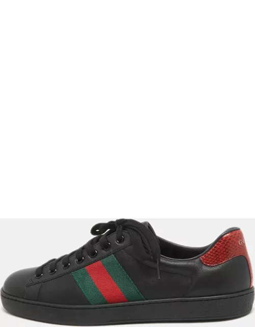 Gucci Black/Red Leather Ace Low Top Sneaker