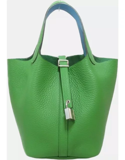 Hermes Green Leather Picotin Lock 18 bag
