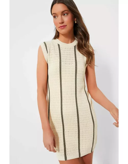 Ivory and Army Green Stripe Lanie Dres