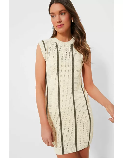 Ivory and Army Green Stripe Lanie Dres