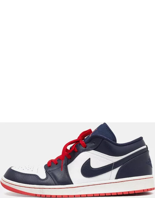 Nike Air Jordans Blue/White Leather Jordan 1 Low Top Sneaker