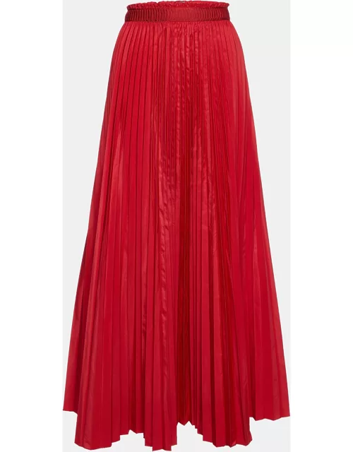 M Missoni Red Faille Pleated Maxi Skirt