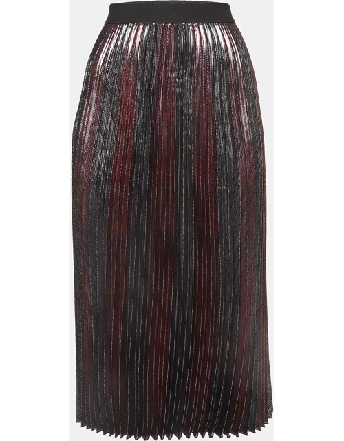 Zadig & Voltaire Burgundy Metallic Lurex Pleated Midi Skirt