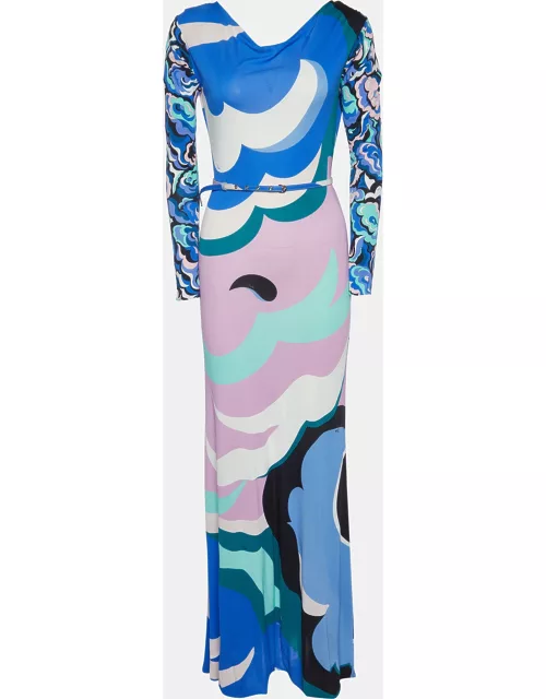Emilio Pucci Multicolor Printed Jersey Belted Dress