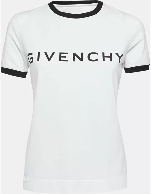 Givenchy White Logo Print Cotton Jersey T-Shirt