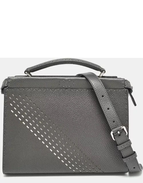 Fendi Grey Selleria Leather Mini Fit Top Handle Bag