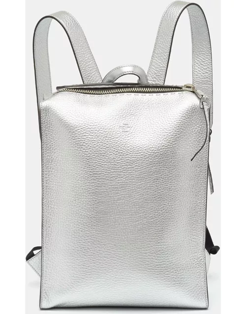 Fendi Silver Selleria Leather Slim Backpack