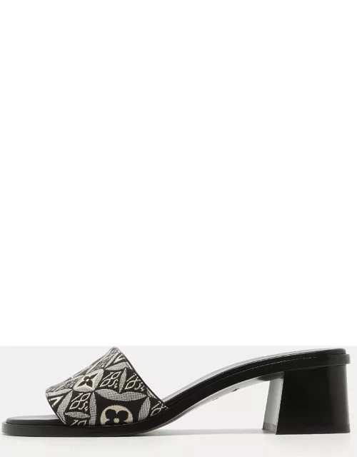 Louis Vuitton Black/White Denim Lock It Sandal