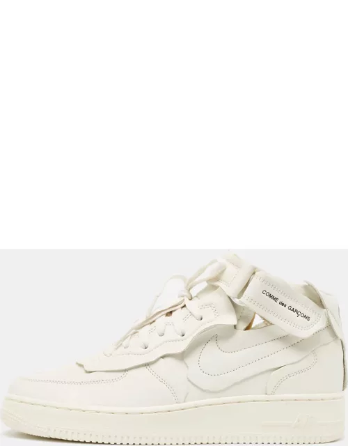 Nike Air Force White Leather Air Force1 Mid Comme Sneaker