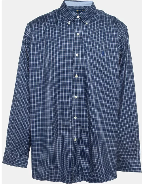 Ralph Lauren Blue Checked Cotton Stretch Fit Shirt