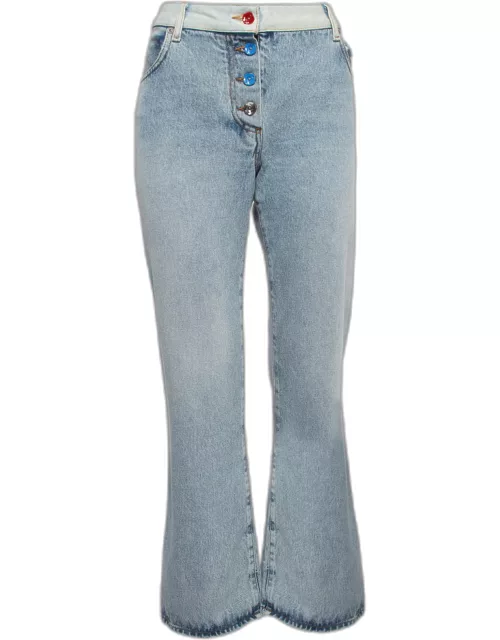 Off-White Light Blue Denim Buttoned Jeans M Waist 30"