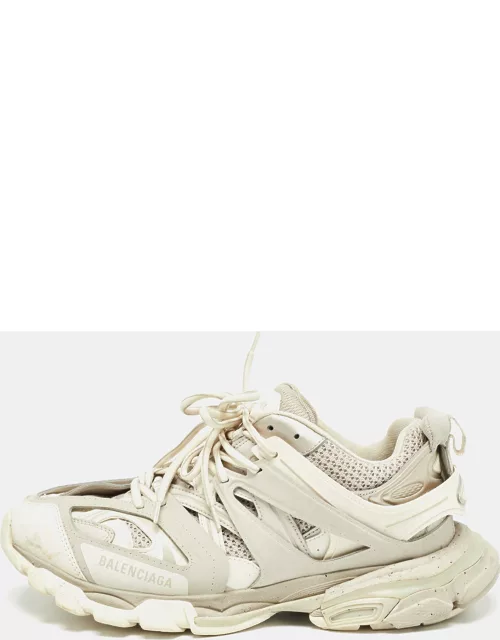 Balenciaga Grey/Cream Faux Leather and Mesh Track Sneaker