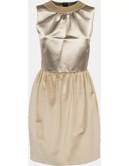 D & G Gold Satin and Velvet Sleeveless Mini Dress