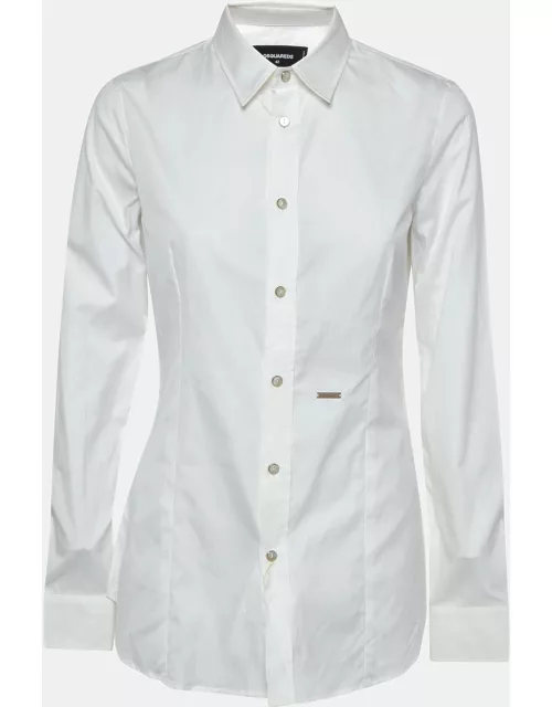 Dsquared2 White Cotton Buttoned Long Sleeve Shirt