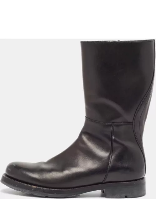 Prada Black Leather Midcalf Boot