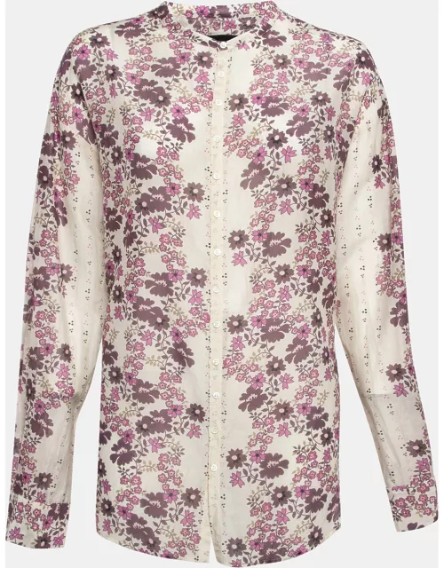 Dsquared2 Pink/Cream Floral Print Cotton Blend Shirt
